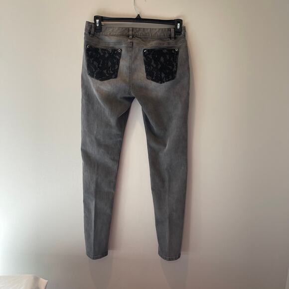 Michael Kors Skinny Lace Pocket Black Wash Denim Jeans, 8 - Picture 6 of 9